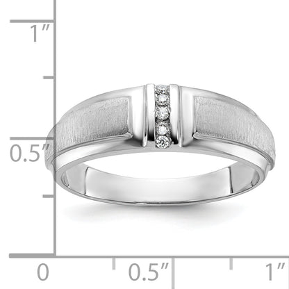 10K White Gold Ibgoodman Men'S Polished And Satin 3-Stone Ring Mounting