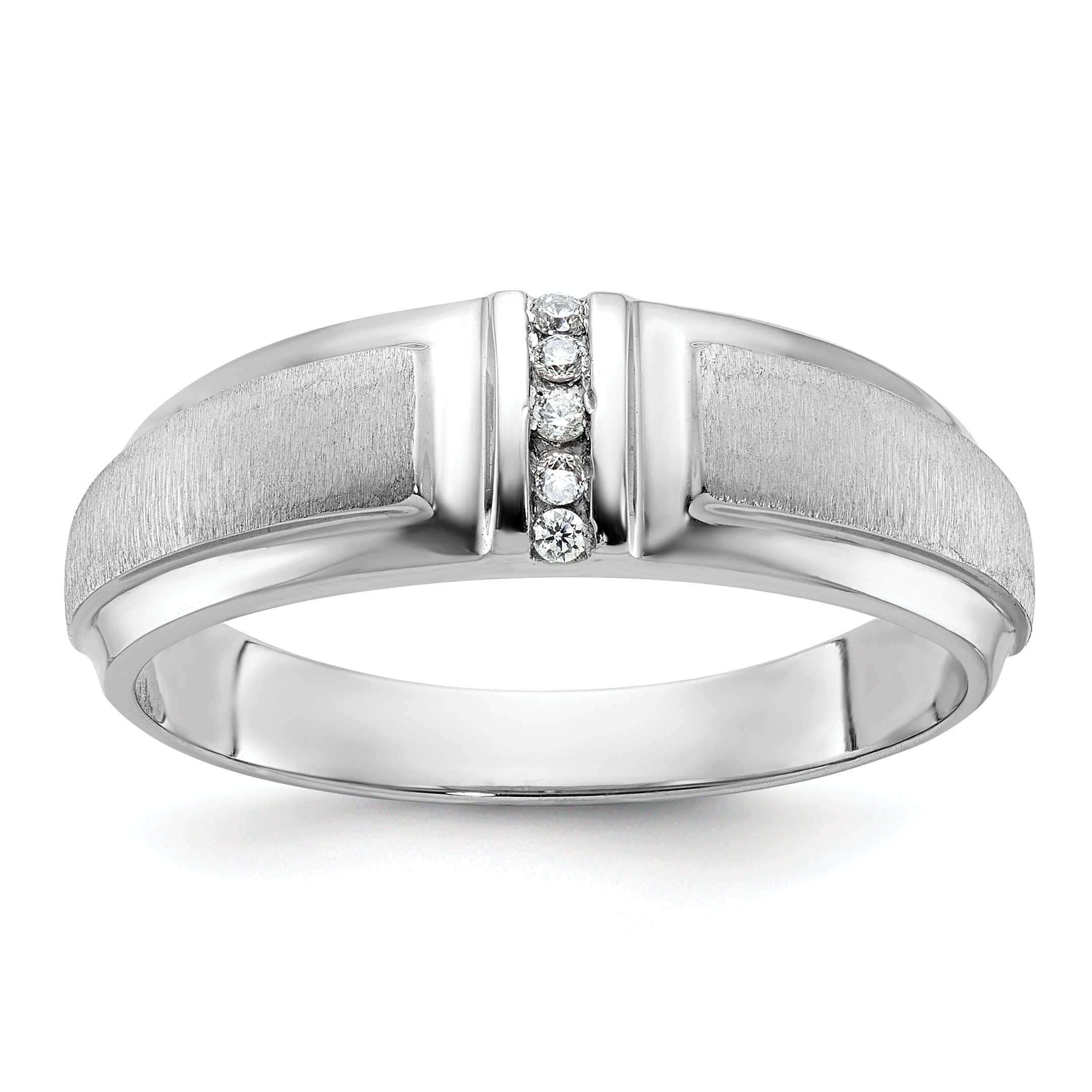 10K White Gold Ibgoodman Men'S Polished And Satin 3-Stone Ring Mounting