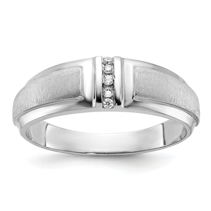 10K White Gold Ibgoodman Men'S Polished And Satin 3-Stone Ring Mounting