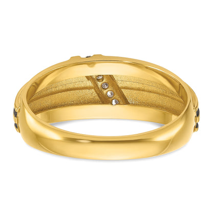 10K Yellow W/Rhodium Ibgoodman Men'S Polished Satin And Grooved Ring Mounting