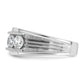 14k White Gold 2 Ct. Lab Grown Diamond VS/SI+ G+ Five Stone Polished Satin and Grooved Men's Ring