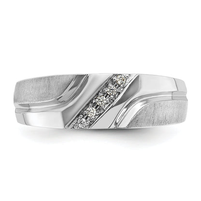 10K White Gold Ibgoodman Men'S Polished Satin And Grooved 5-Stone Ring Mounting