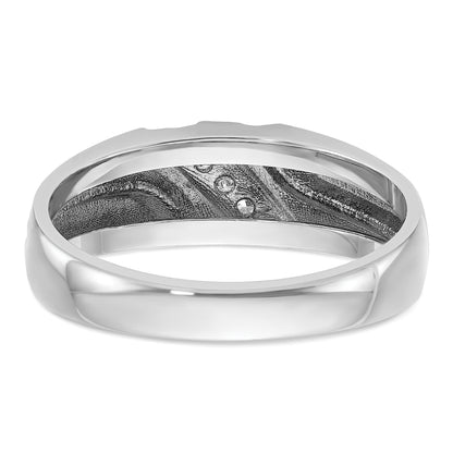 10K White Gold Ibgoodman Men'S Polished Satin And Grooved 5-Stone Ring Mounting