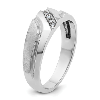 10K White Gold Ibgoodman Men'S Polished Satin And Grooved 5-Stone Ring Mounting