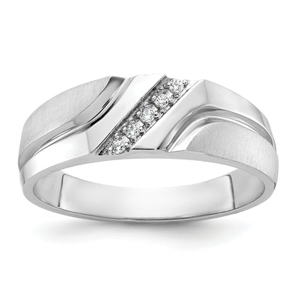 10K White Gold Ibgoodman Men'S Polished Satin And Grooved 5-Stone Ring Mounting