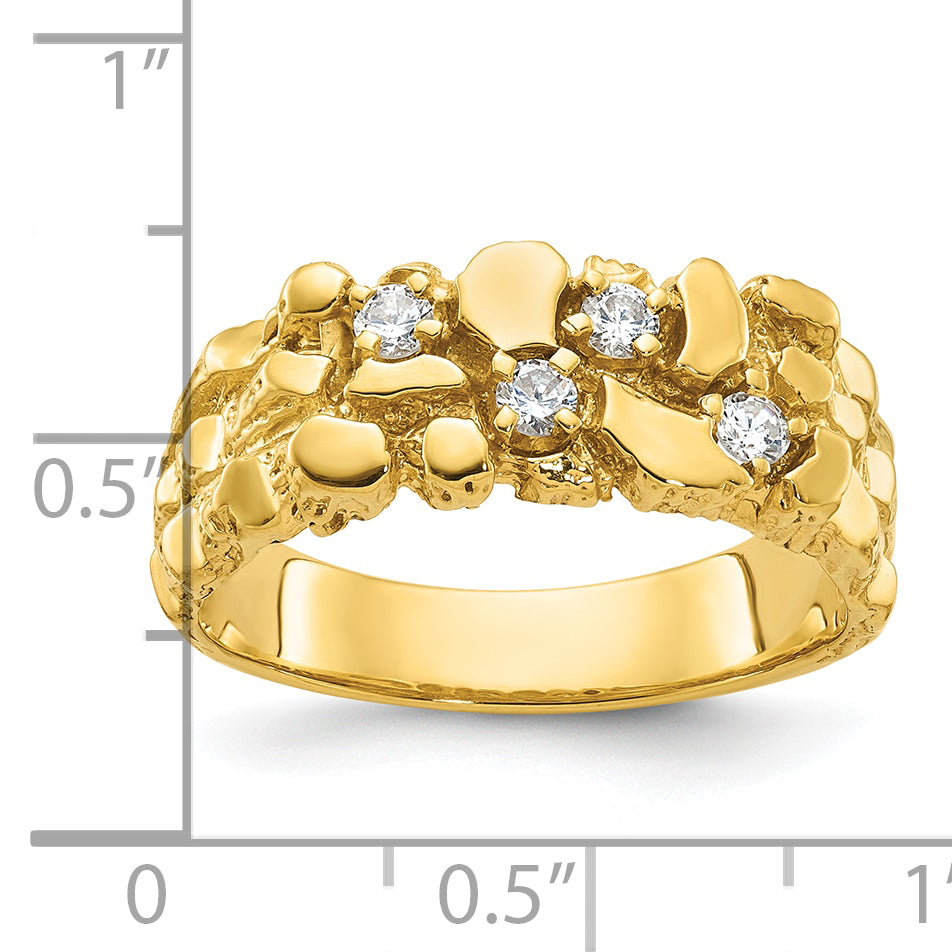 10K Yellow Gold Ibgoodman Men'S Polished Nugget Textured Ring Mounting