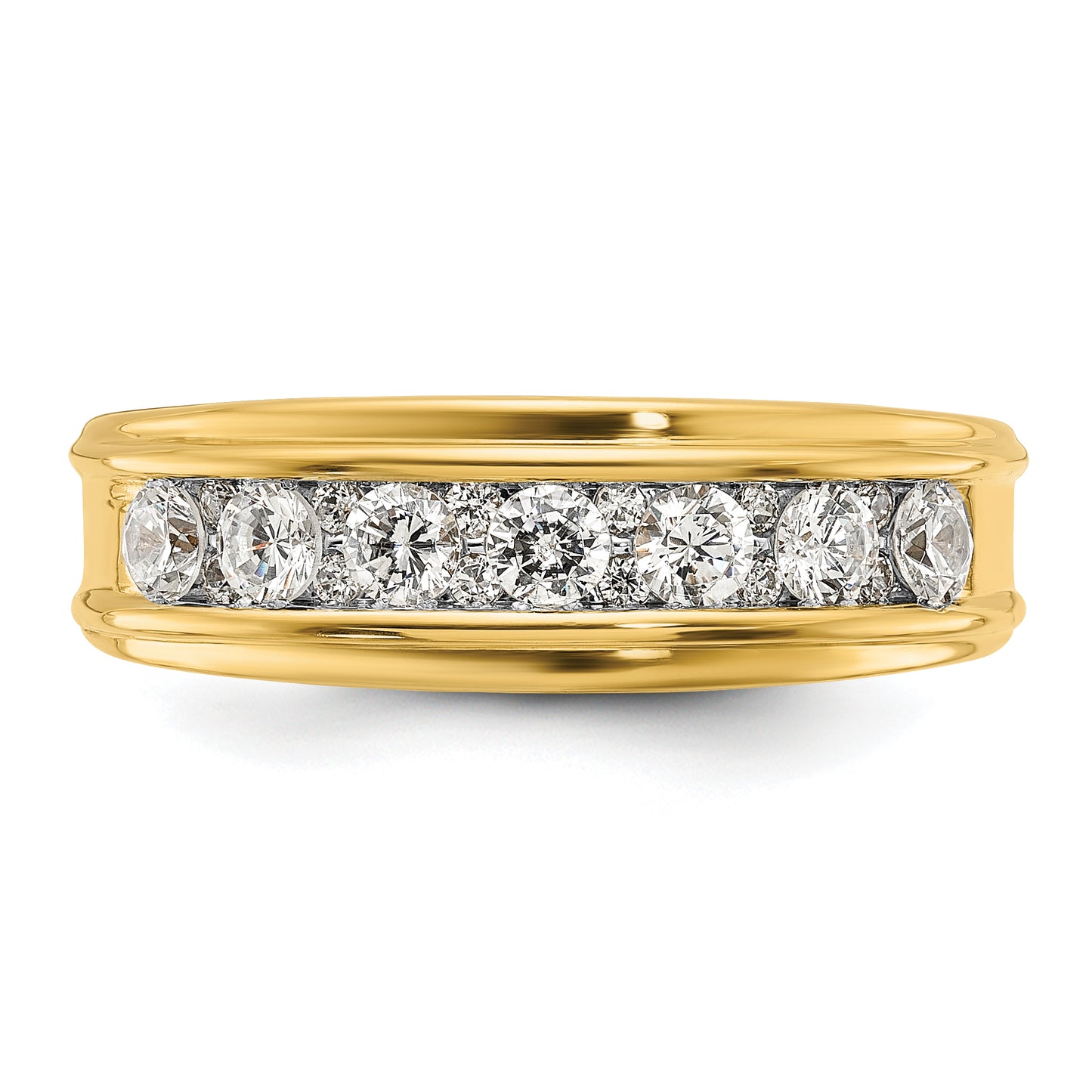 14k Yellow Gold 7/8 Ct. Lab Grown Diamond VS/SI+ G+ Seven Stone Polished Men's Ring