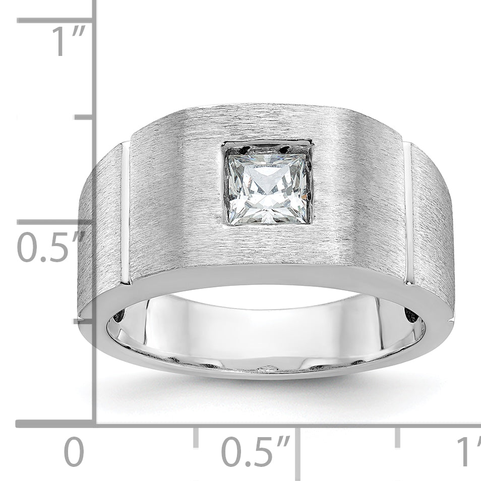 14k White Gold 5/8 Ct. Lab Grown Diamond VS/SI+ G+ Polished and Satin Men's Ring