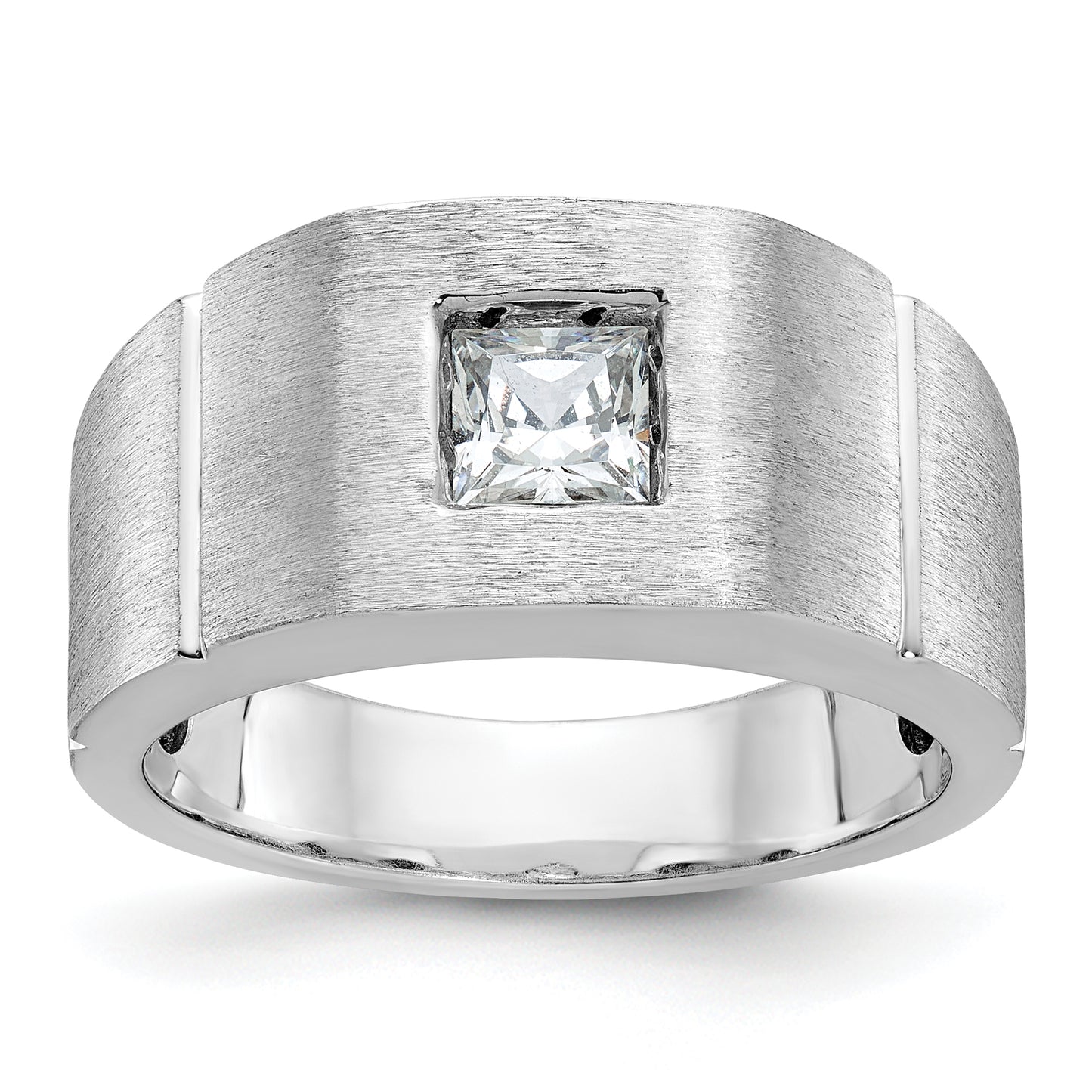 14k White Gold 5/8 Ct. Lab Grown Diamond VS/SI+ G+ Polished and Satin Men's Ring