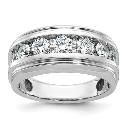 14k White Gold 1 3/4 Ct. Lab Grown Diamond VS/SI+ G+ Five Stone Men's Ring