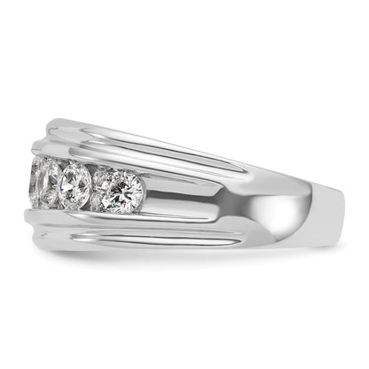 10K White Gold Ibgoodman Men'S Polished And Grooved Ring Mounting