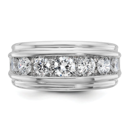 10K White Gold Ibgoodman Men'S Polished And Grooved Ring Mounting