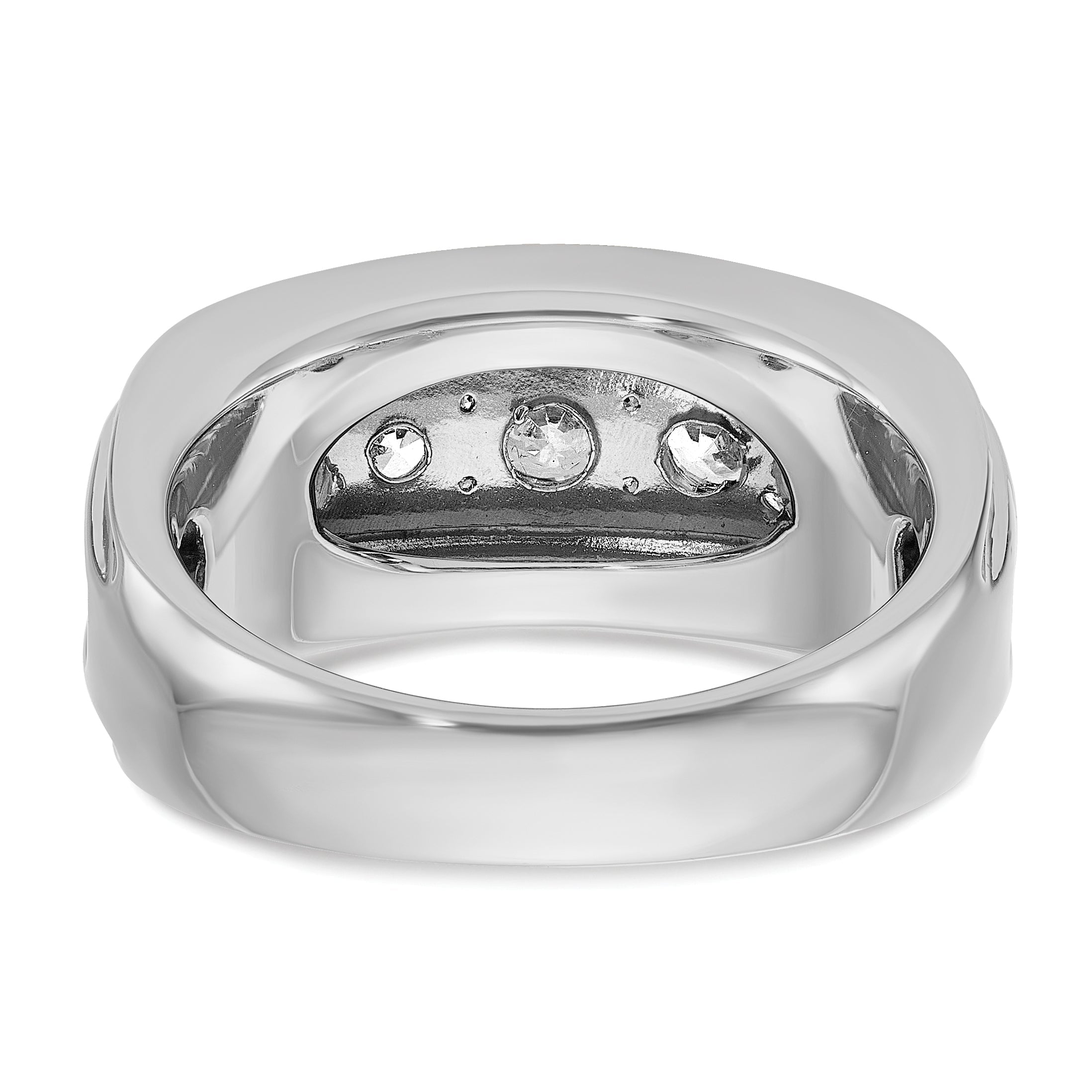 10K White Gold Ibgoodman Men'S Polished And Grooved Ring Mounting