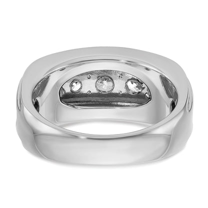 10K White Gold Ibgoodman Men'S Polished And Grooved Ring Mounting