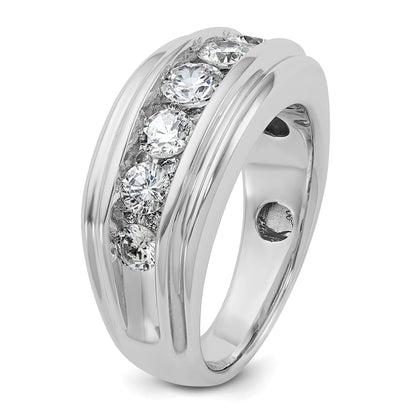 10K White Gold Ibgoodman Men'S Polished And Grooved Ring Mounting