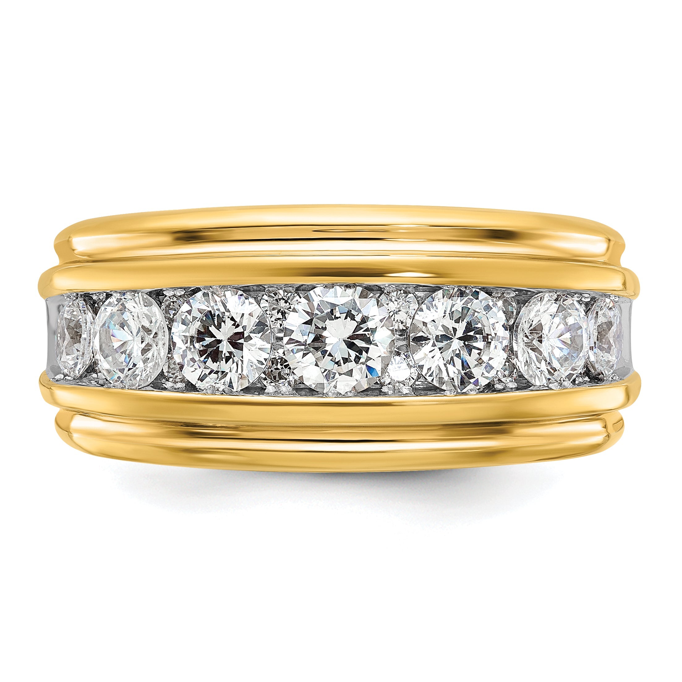 10K Yellow Gold Ibgoodman Men'S Polished And Grooved Ring Mounting