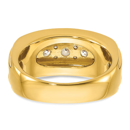 10K Yellow Gold Ibgoodman Men'S Polished And Grooved Ring Mounting