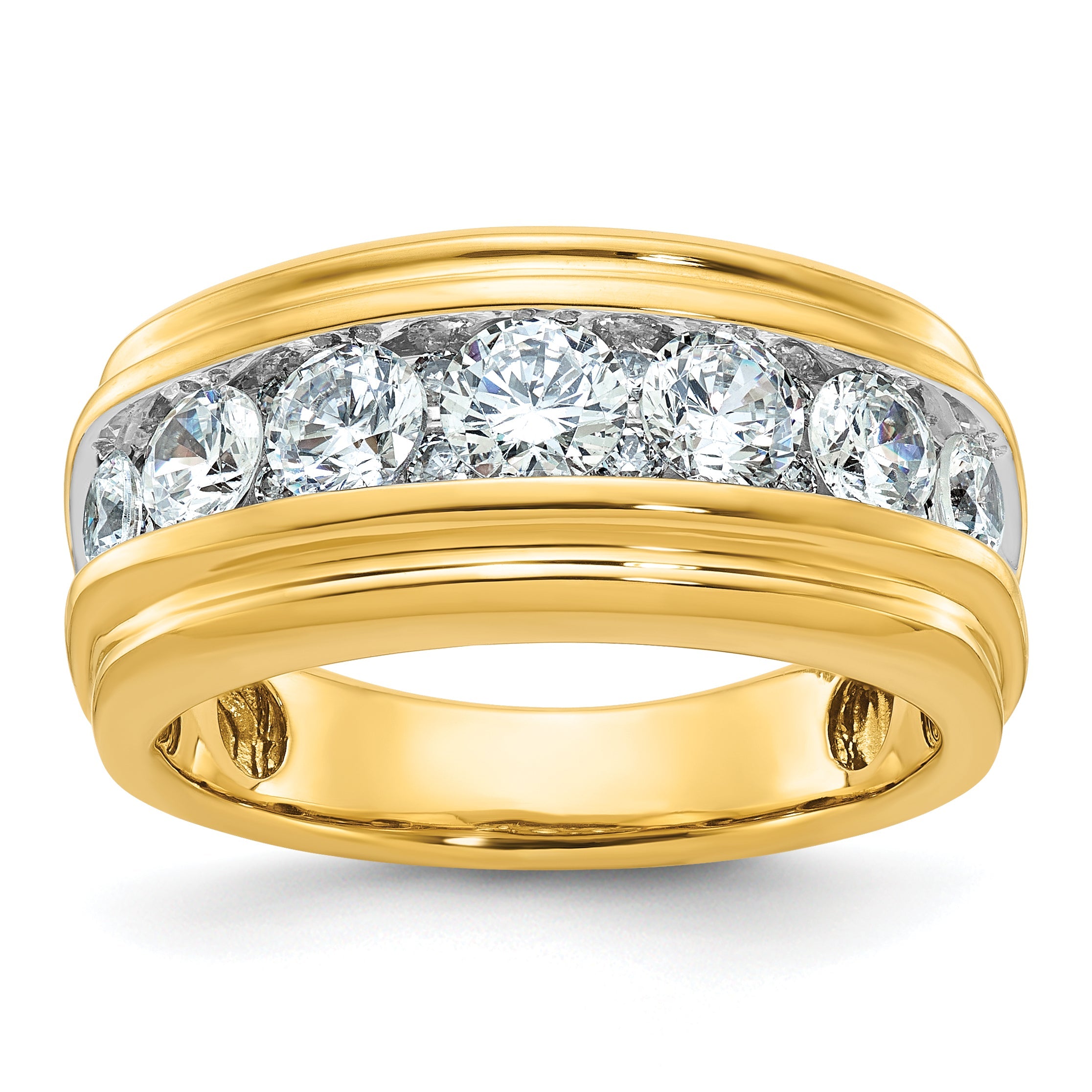 10K Yellow Gold Ibgoodman Men'S Polished And Grooved Ring Mounting