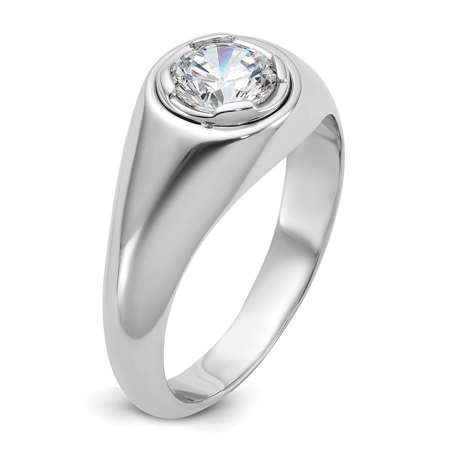 14k White Gold 1 Ct. Lab Grown Diamond VS/SI+ G+ Round Men's Ring