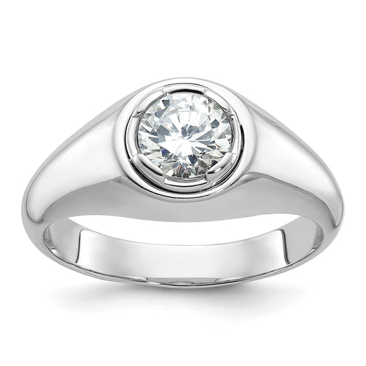 14k White Gold 1 Ct. Lab Grown Diamond VS/SI+ G+ Round Men's Ring