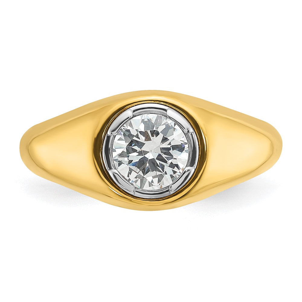 14k Yellow Gold  1 Ct. Lab Grown Diamond VS/SI+ G+ Round Complete Men's Ring