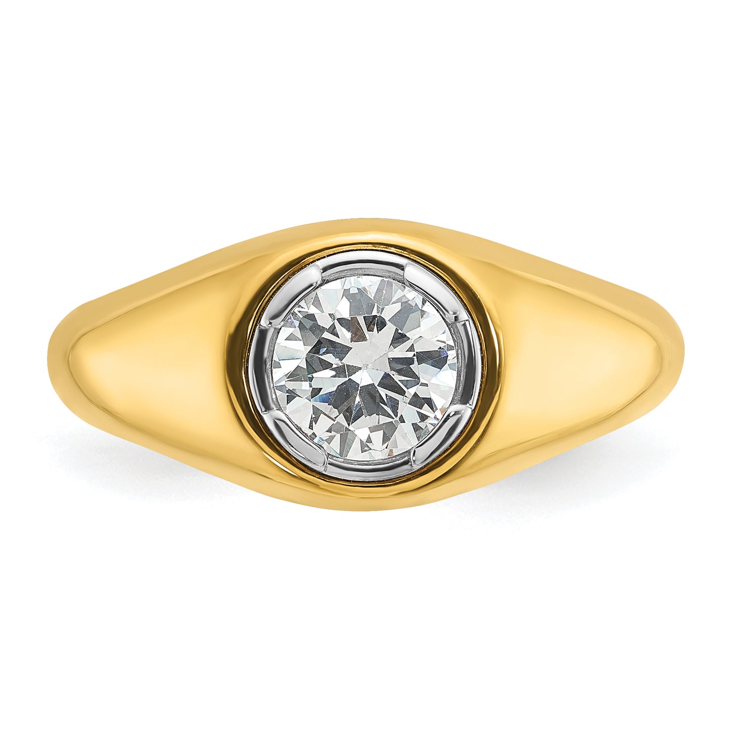 14k Yellow Gold 1 Ct. Lab Grown Diamond VS/SI+ G+ Round Men's Ring