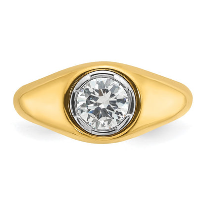 14k Yellow Gold  1 Ct. Lab Grown Diamond VS/SI+ G+ Round Complete Men's Ring