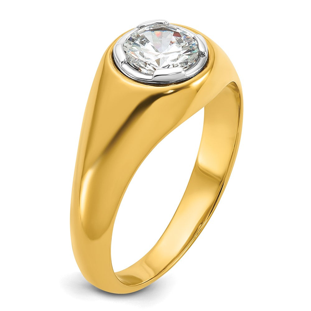 14k Yellow Gold  1 Ct. Lab Grown Diamond VS/SI+ G+ Round Complete Men's Ring