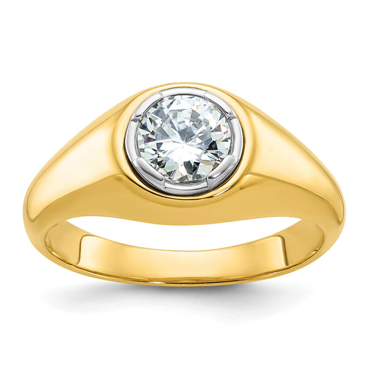 14k Yellow Gold 1 Ct. Lab Grown Diamond VS/SI+ G+ Round Men's Ring