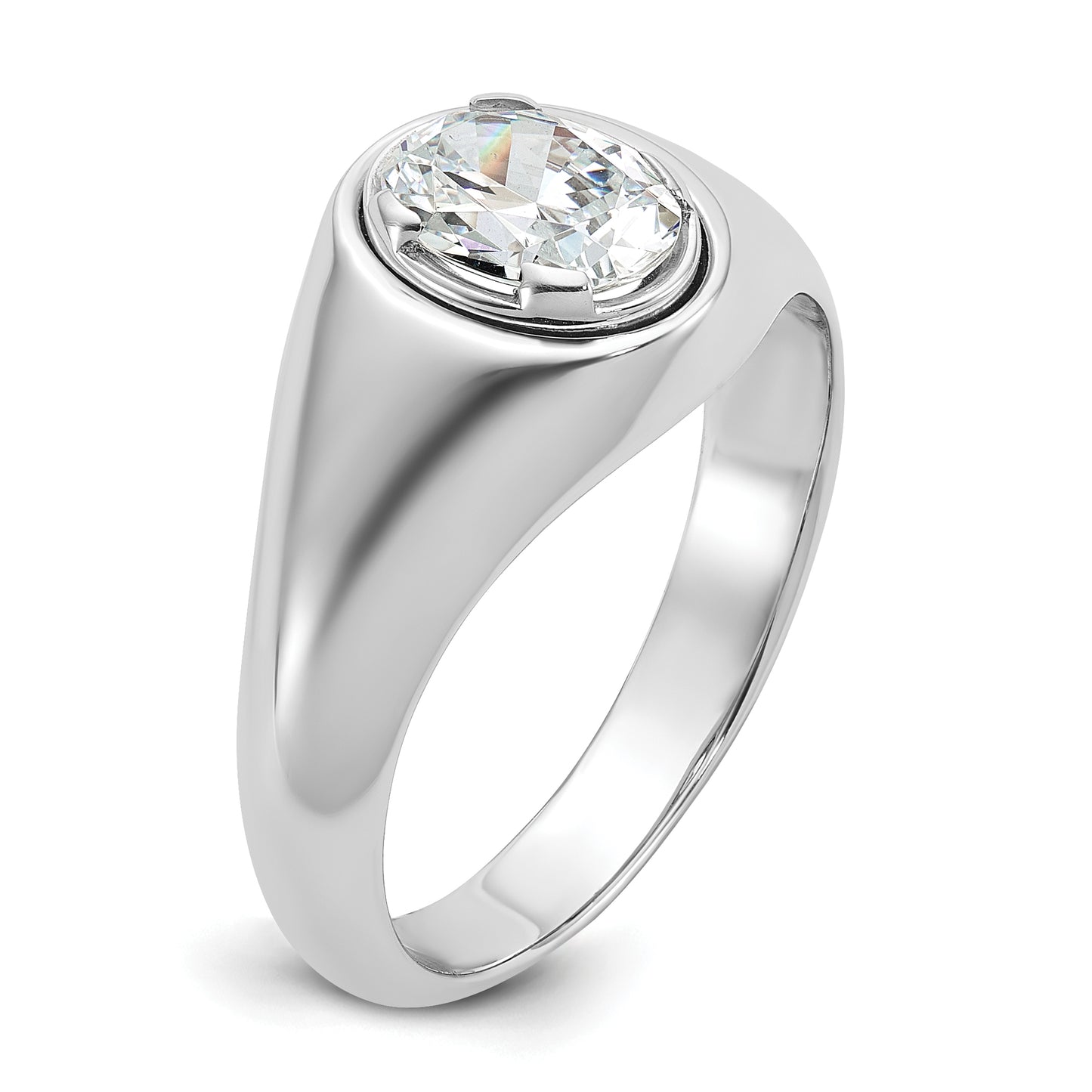 14k White Gold 1 Ct. Lab Grown Diamond VS/SI+ G+ Oval Men's Ring