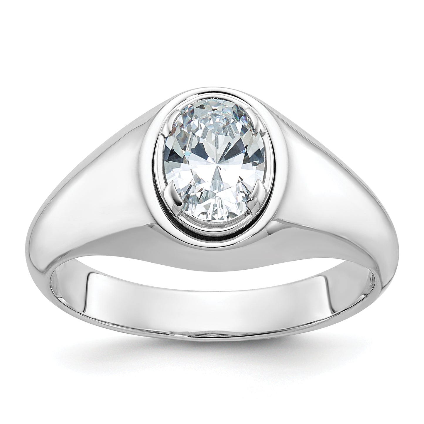 14k White Gold 1 Ct. Lab Grown Diamond VS/SI+ G+ Oval Men's Ring