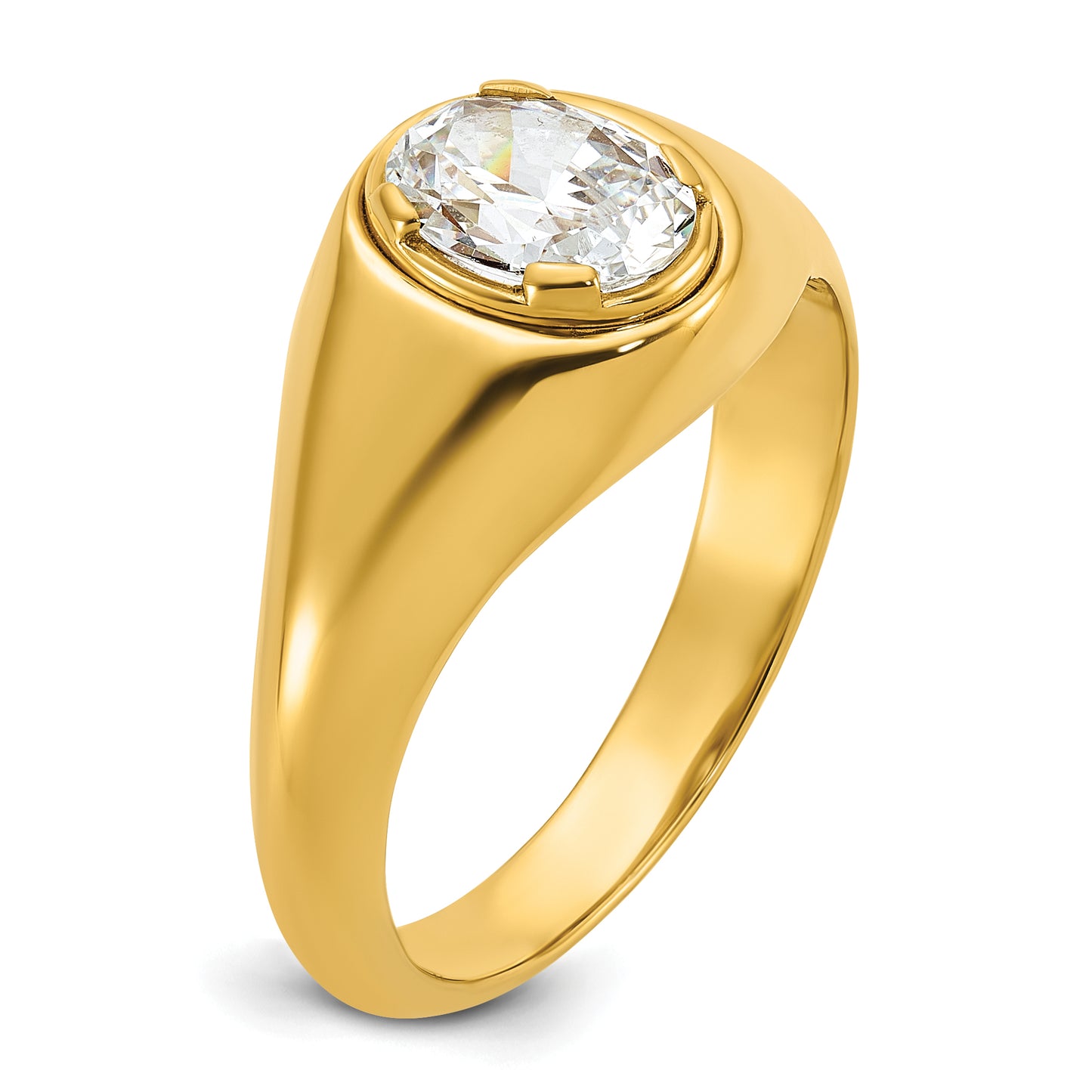 14k Yellow Gold 1 Ct. Lab Grown Diamond VS/SI+ G+ Oval Men's Ring