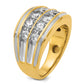 14k Yellow & Rhodium with White 2 Ct. Lab Grown Diamond VS/SI+ G+ Two Row Men's Ring