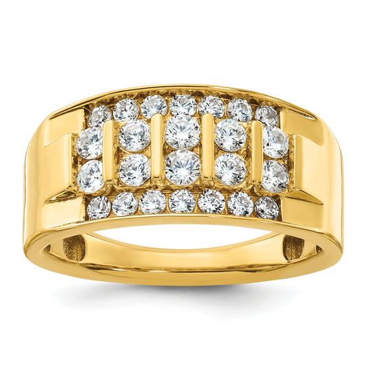 14k Yellow Gold 1 1/8 Ct. Lab Grown Diamond VS/SI+ G+ Four Row Men's Ring