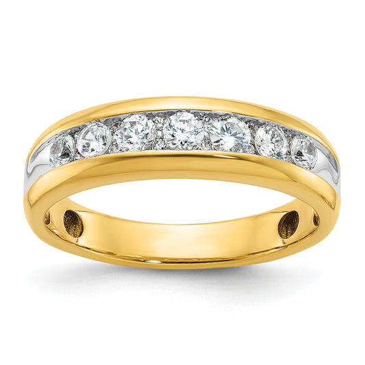 14k Yellow & Rhodium with White 1 1/2 Ct. Lab Grown Diamond VS/SI+ G+ Seven Stone Polished Men's Ring