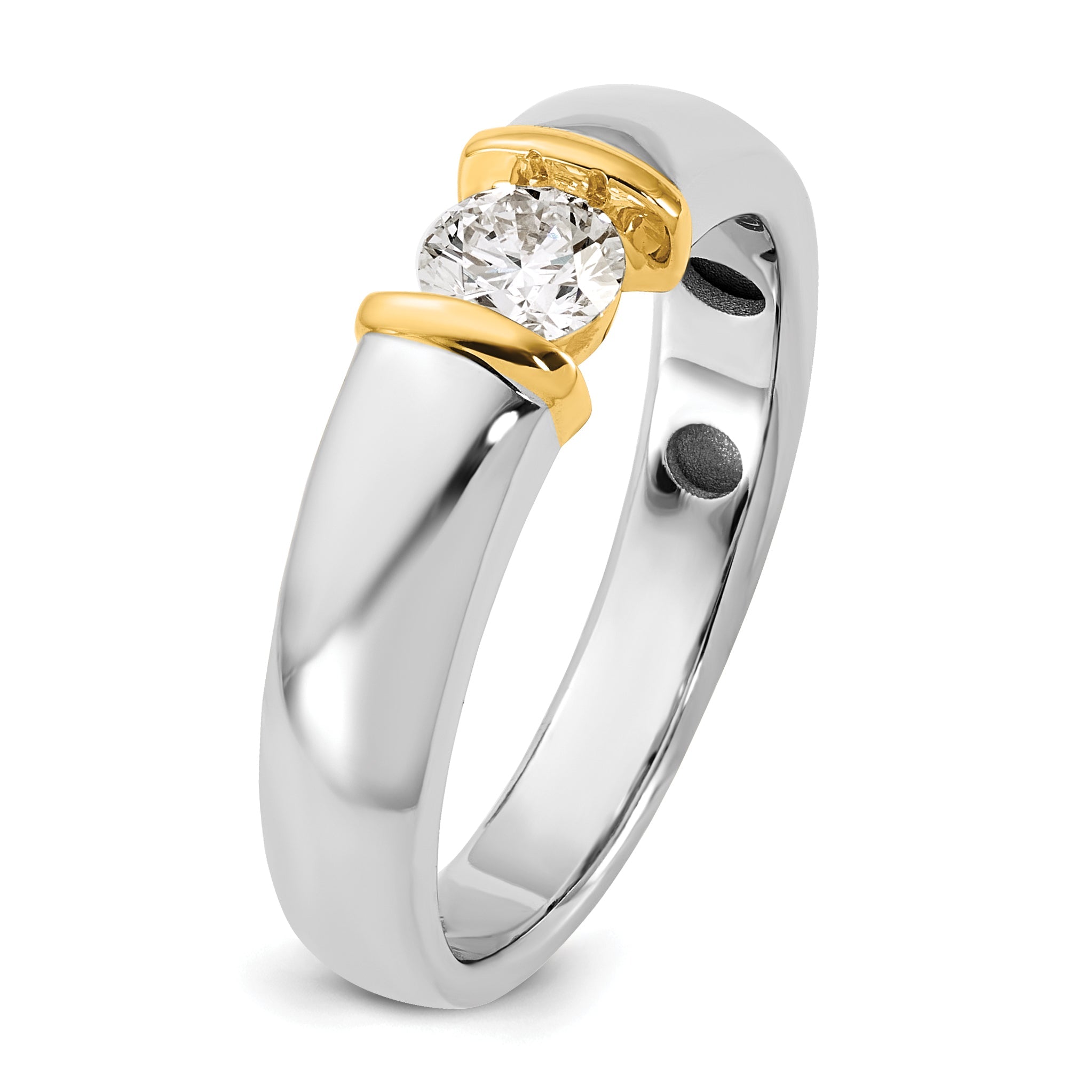 14K Two Tone Ibgoodman 1/2 Carat Lab Grown Diamond Vs/Si+ G+ Complete Men'S Wedding Band