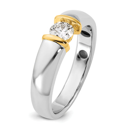 14K Two Tone Ibgoodman 1/2 Carat Lab Grown Diamond Vs/Si+ G+ Complete Men'S Wedding Band