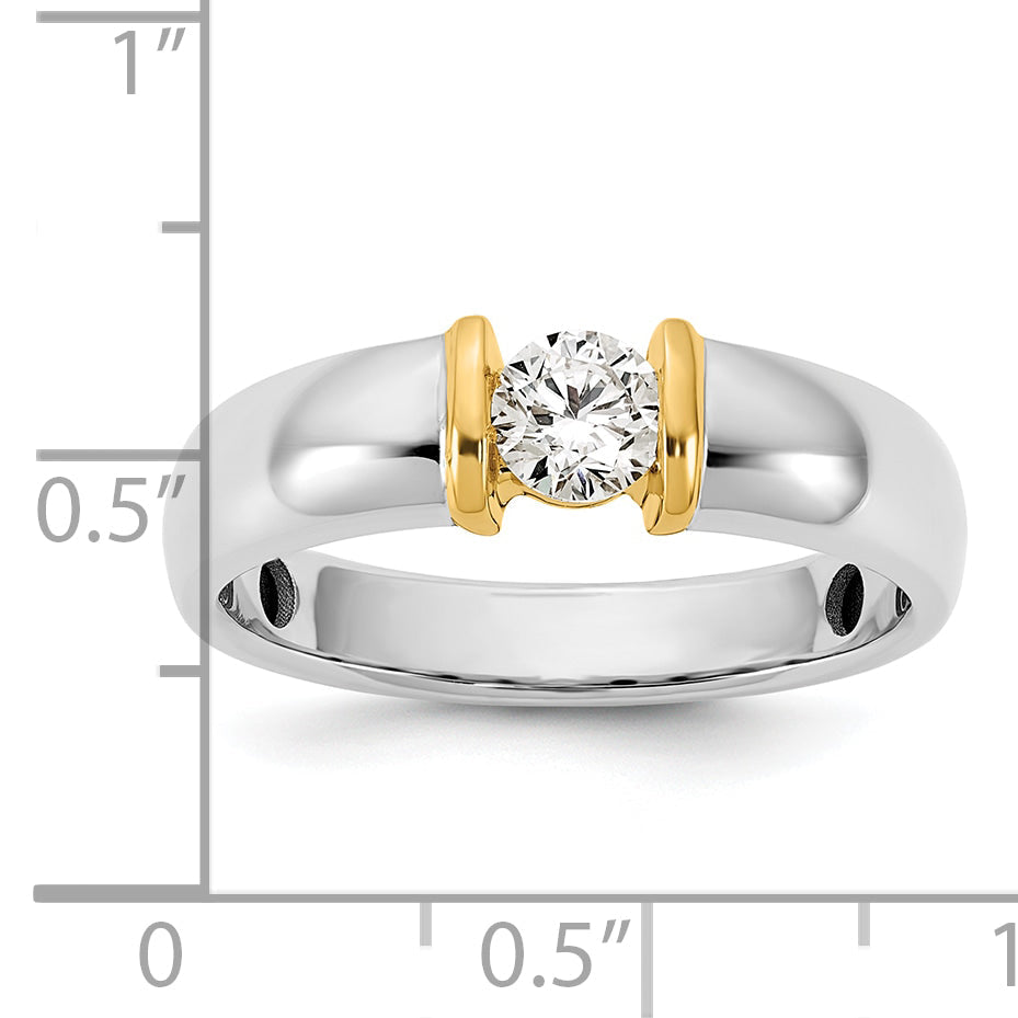 14K Two Tone Ibgoodman 1/2 Carat Lab Grown Diamond Vs/Si+ G+ Complete Men'S Wedding Band