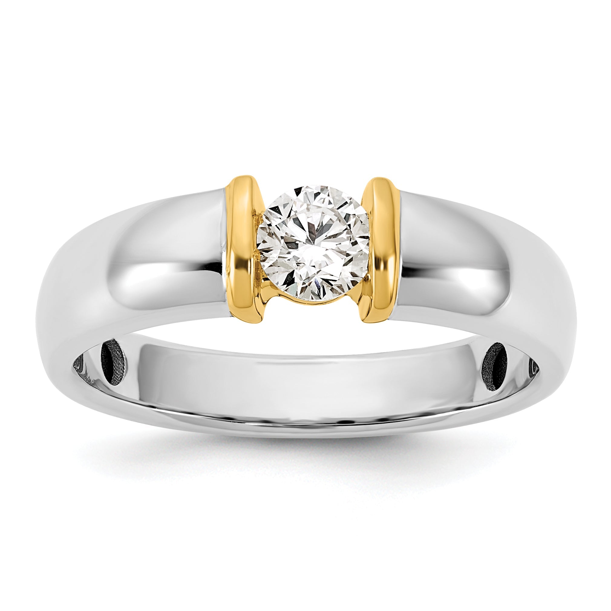 14K Two Tone Ibgoodman 1/2 Carat Lab Grown Diamond Vs/Si+ G+ Complete Men'S Wedding Band