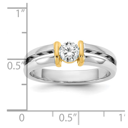 14K Two Tone Ibgoodman 1/2 Carat Lab Grown Diamond Vs/Si+ G+ Complete Men'S Wedding Band