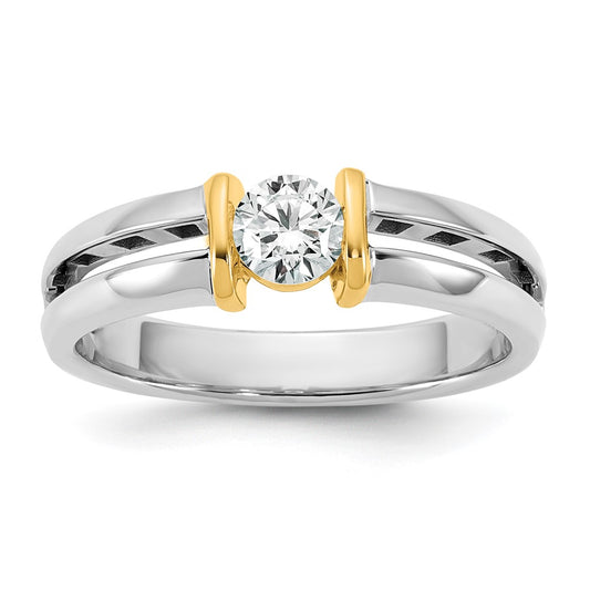 14K Two Tone Ibgoodman 1/2 Carat Lab Grown Diamond Vs/Si+ G+ Complete Men'S Wedding Band