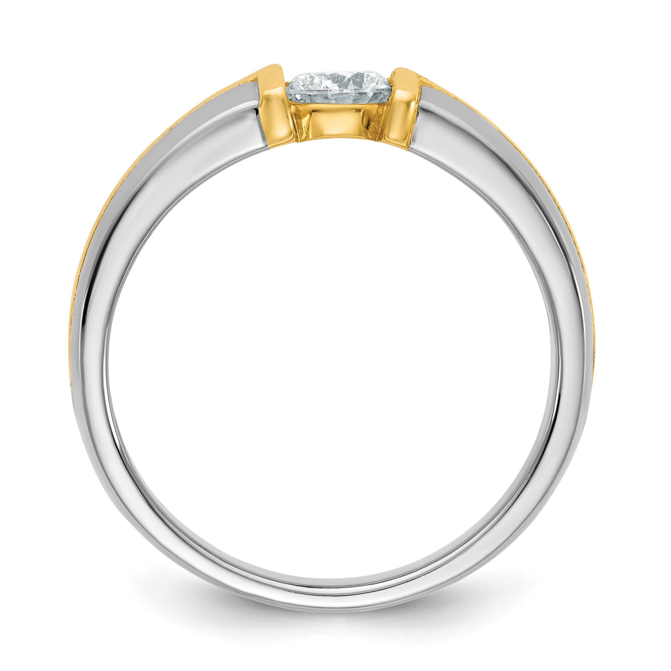 14K Two Tone Ibgoodman 1/2 Carat Lab Grown Diamond Vs/Si+ G+ Complete Men'S Wedding Band