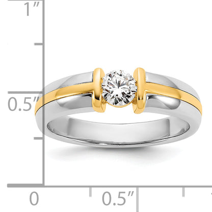 14K Two Tone Ibgoodman 1/2 Carat Lab Grown Diamond Vs/Si+ G+ Complete Men'S Wedding Band