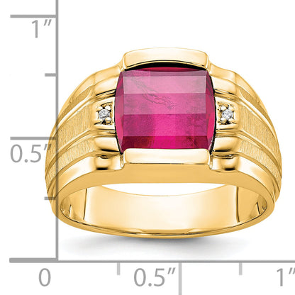 10K Yellow Gold Ibgoodman Men'S Satin Gemstone And Diamond Ring Mounting