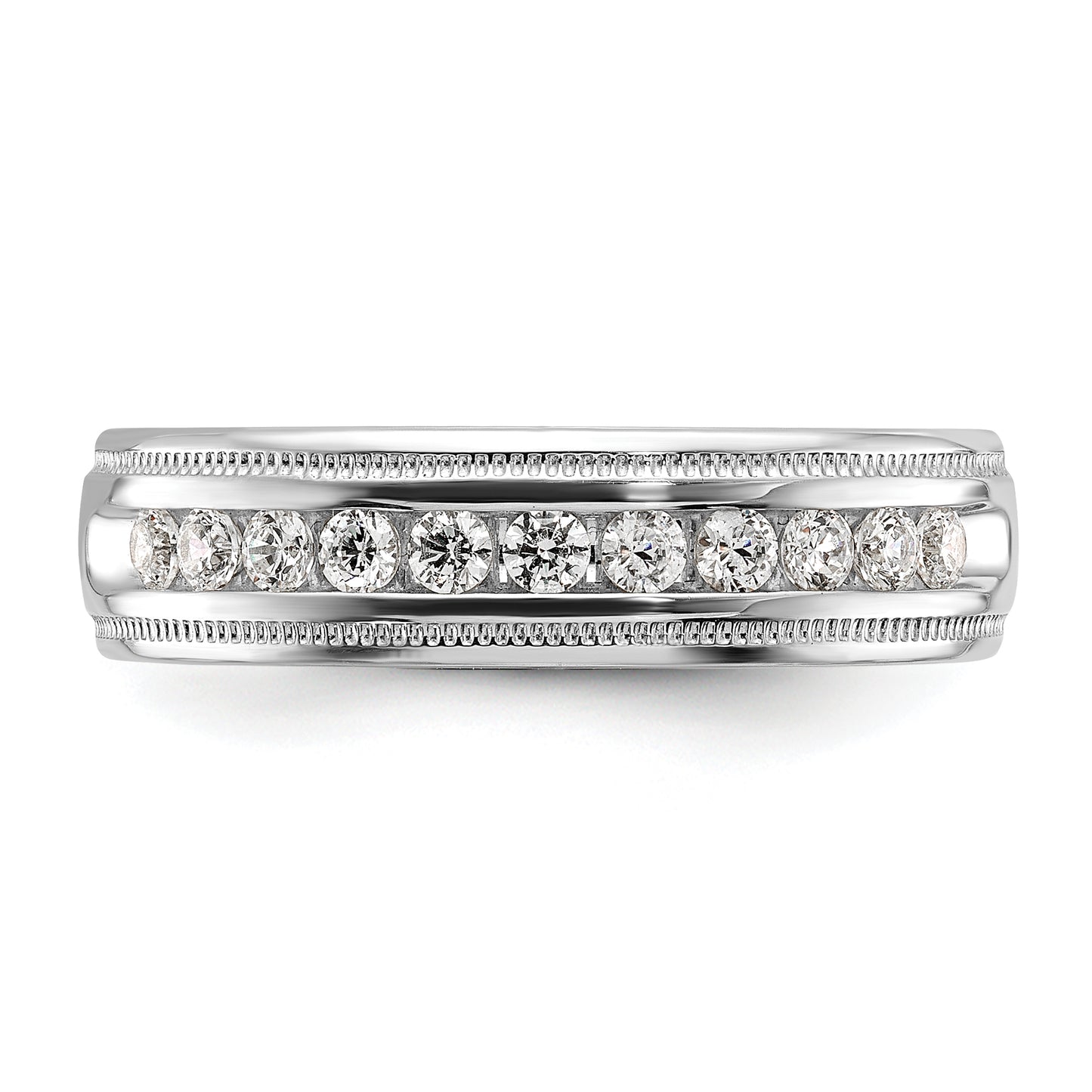 14k White Gold Men's Polished and Milgrain 11-Stone 1/2 Ct. Lab Grown Diamond Ring