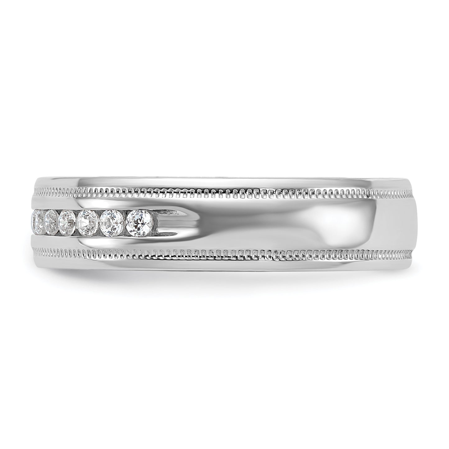 14k White Gold Men's Polished and Milgrain 11-Stone 1/4 Ct. Lab Grown Diamond Ring