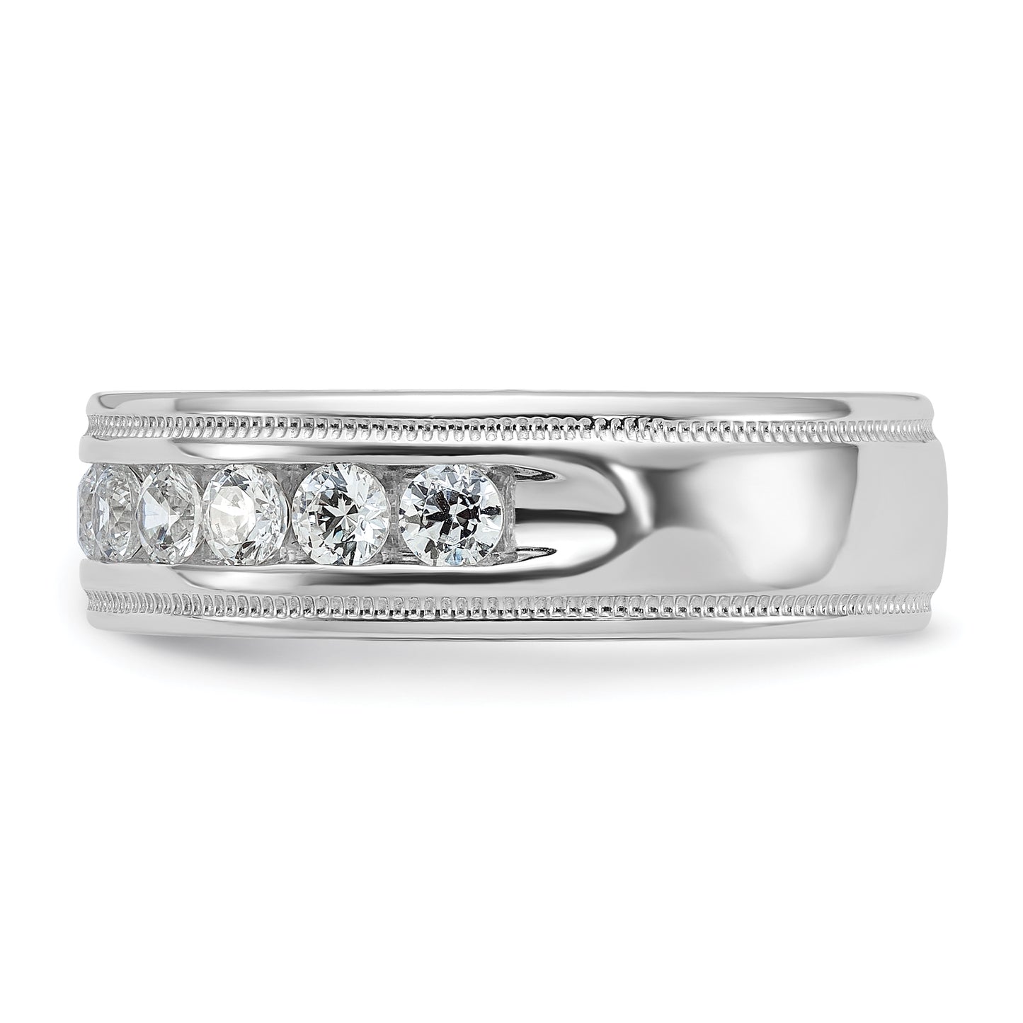 14k White Gold 1 Ct. Lab Grown Diamond VS/SI+ G+ Polished and Miligrain Eleven Stone Men's Ring