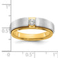 14k Two-tone Two Tone 1/15 Ct. Lab Grown Diamond VS/SI+ G+ Polished and Satin Men's Band Ring