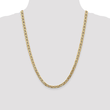 14K Yellow Gold 24 Inch 5.5mm Semi-Solid Anchor With Lobster Clasp Chain Necklace