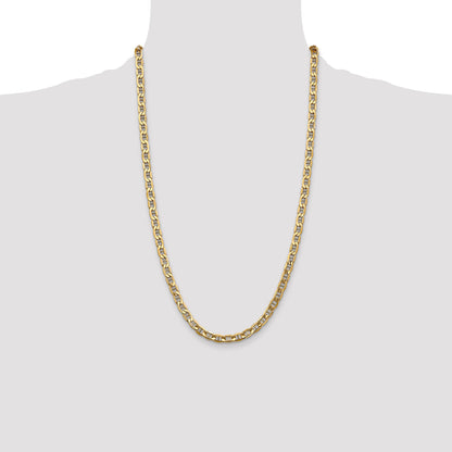 14K Yellow Gold 26 Inch 5.5mm Semi-Solid Anchor With Lobster Clasp Chain Necklace